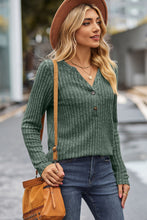 Load image into Gallery viewer, Ribbed Half Button Long Sleeve Knit Top (multiple color options)
