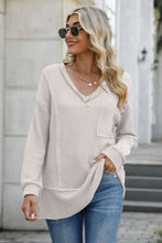 Load image into Gallery viewer, Exposed Seam V-Neck Long Sleeve Top (multiple color options)
