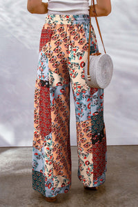 Drawstring Printed Wide Leg Pants (multiple color/print options)