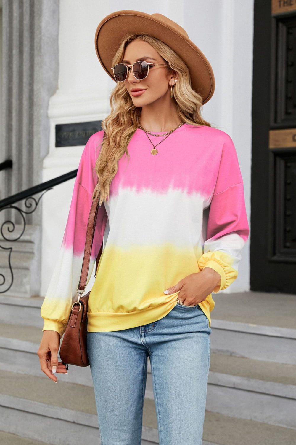 Gradient Round Neck Long Sleeve Sweatshirt (multiple color options)