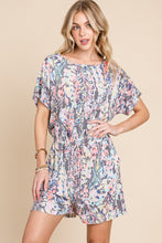 Load image into Gallery viewer, Printed Short Sleeve Drawstring Romper
