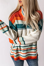 Load image into Gallery viewer, Contrast Striped Turtleneck Dropped Shoulder Sweater
