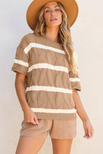 Load image into Gallery viewer, Striped Round Neck Short Sleeve Sweater
