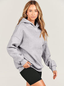 Dropped Shoulder Long Sleeve Hoodie (multiple color options)