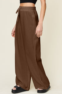 Texture Drawstring Wide Leg Pants (multiple color options)