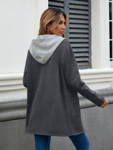 Drawstring Long Sleeve Hooded Jacket (multiple color options)