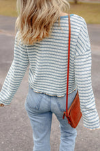 Load image into Gallery viewer, Striped Round Neck Dropped Shoulder Long Sleeve Top
