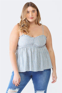 Floral Sweetheart Frill Smocked Floral Sweetheart Neck Cami (multiple color options)
