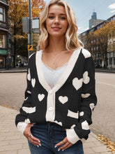 Load image into Gallery viewer, Heart Button Up Dropped Shoulder Long Sleeve Cardigan (multiple color options)
