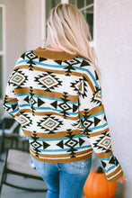 Load image into Gallery viewer, Geometric Round Neck Long Sleeve Sweater
