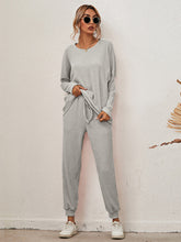 Load image into Gallery viewer, Round Neck Dropped Shoulder Top and Joggers Lounge Set (multiple color options)
