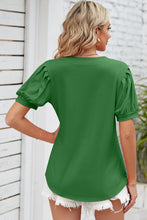 Load image into Gallery viewer, Notched Ruched Short Sleeve Top (multiple color options)
