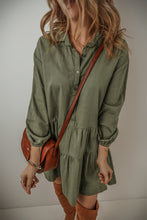 Load image into Gallery viewer, Tiered Collared Neck Balloon Sleeve Shirt Dress (2 color options)
