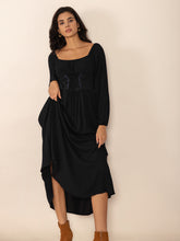 Load image into Gallery viewer, Lace-Up Square Neck Long Sleeve Midi Dress
