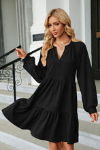 Load image into Gallery viewer, Notched Neck Long Sleeve Mini Dress (multiple color options)
