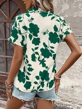 Load image into Gallery viewer, Flower Notched Short Sleeve Blouse (multiple color options)
