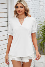 Load image into Gallery viewer, Notched Ruched Short Sleeve Top (multiple color options)
