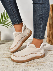 Faux Fur Round Toe Flat Sneakers (multiple color options)