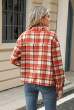 Load image into Gallery viewer, Pocketed Plaid Collared Neck Dropped Shoulder Jacket (multiple color options)
