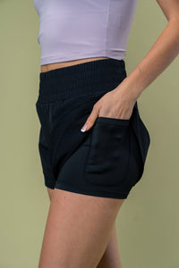 High Waisted Knit Shorts in Black