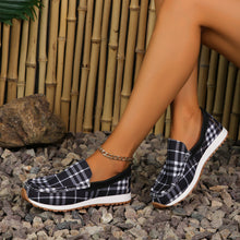 Load image into Gallery viewer, Plaid Round Toe Slip-Ons
