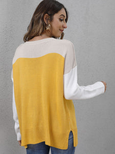 Color Block Round Neck Sweater (multiple color options)