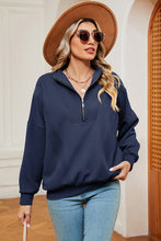 Load image into Gallery viewer, Half Zip Dropped Shoulder Sweatshirt (multiple color options)
