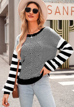 Load image into Gallery viewer, Striped Round Neck Dropped Shoulder Sweater (multiple color options)
