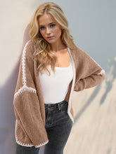 Load image into Gallery viewer, Contrast Open Front Dropped Shoulder Cardigan (multiple color options)
