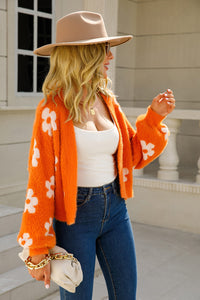 Floral Open Front Fuzzy Cardigan (multiple color options)