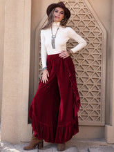 Load image into Gallery viewer, Slit Ruffled Wide Leg Pants (multiple color options)
