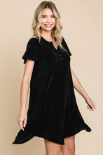 Load image into Gallery viewer, Notched Short Sleeve Dress in Black
