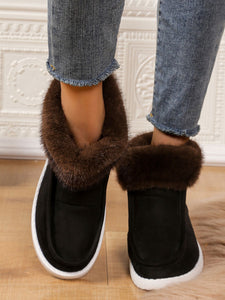 Faux Fur Suede Round Toe Sneakers (multiple color options)