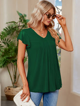 Load image into Gallery viewer, Ruched V-Neck Short Sleeve Top  (multiple color options)
