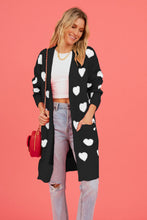 Load image into Gallery viewer, Heart Graphic Open Front Cardigan with Pockets (multiple color options)
