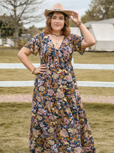 Load image into Gallery viewer, Tied Printed Short Sleeve Midi Dress

