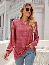 Load image into Gallery viewer, Heathered V-Neck Long Sleeve Top  (multiple color options)
