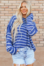 Load image into Gallery viewer, Striped Round Neck Dropped Shoulder Sweater
