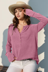 Notched Thumbhole Long Sleeve Top (multiple color options)