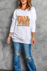 Fall Vibes Graphic Round Neck Long Sleeve Sweatshirt