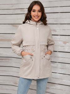 Drawstring Long Sleeve Hooded Jacket (multiple color options)