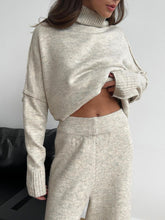 Load image into Gallery viewer, Slit Turtleneck Long Sleeve Top and Pants Sweater Set (multiple color options)
