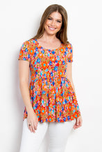 Load image into Gallery viewer, Floral Short Sleeve Babydoll Top
