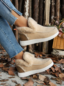 Furry Suede Round Toe Flat Sneakers (multiple color options)