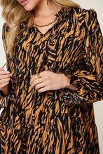 Load image into Gallery viewer, Printed Ruffle Hem Long Sleeve Dress
