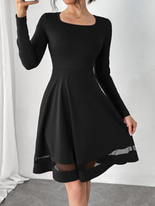 Square Neck Long Sleeve Mini Dress (multiple color options)