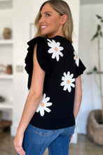 Load image into Gallery viewer, Ruffled Flower Round Neck Cap Sleeve Sweater
