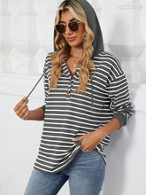 Load image into Gallery viewer, Drawstring Striped Long Sleeve Hoodie (multiple color options)
