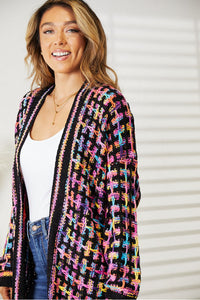 Whimsical Wanderlust Multicolored Open Front Fringe Hem Cardigan