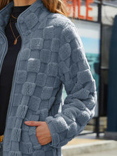 Load image into Gallery viewer, Fuzzy Checkered Zip Up Jacket (multiple color options)
